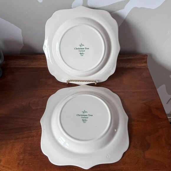 2 Spode Christmas Tree Garland Square Salad Plates 8.75” Vintage 2005 Holiday - Picture 4 of 10